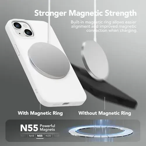 GONEZ Magnetic for iPhone 14 Case, Compatible with Magsafe, with Screen Protector + Camera Protector, Anti-Scratch Microfiber Lining, Liquid Silicone Shockproof Protective Phone Case, White - 3