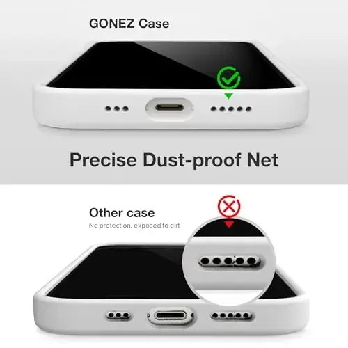 GONEZ Magnetic for iPhone 14 Case, Compatible with Magsafe, with Screen Protector + Camera Protector, Anti-Scratch Microfiber Lining, Liquid Silicone Shockproof Protective Phone Case, White - 5