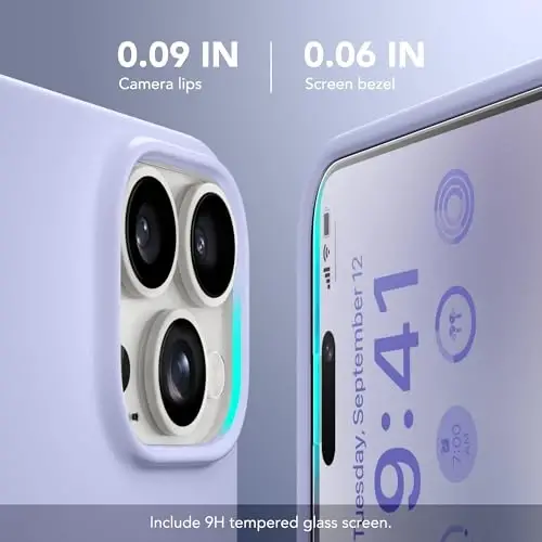 GONEZ Magnetic for iPhone 14 Pro Case, [Compatible with MagSafe] Anti-Scratch Microfiber Lining & Screen Protector, Shockproof Slim Phone Silicone Cover 6.1 inch, Lilac - 5