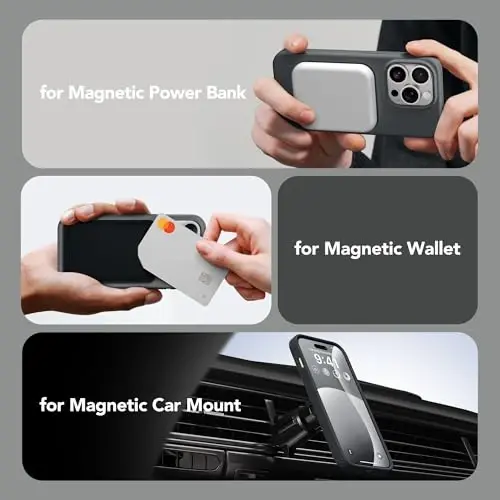 GONEZ Magnetic for iPhone 14 Pro Case, Silicone Cover Dark Grey | Compatible with MagSafe, Screen Protector, Microfiber Lining, 3 Layers Soft Gel Rubber Shockproof Slim 6.1