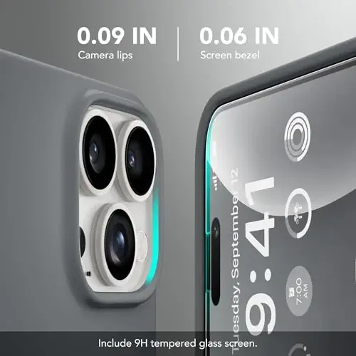 GONEZ Magnetic for iPhone 14 Pro Case, Silicone Cover Dark Grey | Compatible with MagSafe, Screen Protector, Microfiber Lining, 3 Layers Soft Gel Rubber Shockproof Slim 6.1
