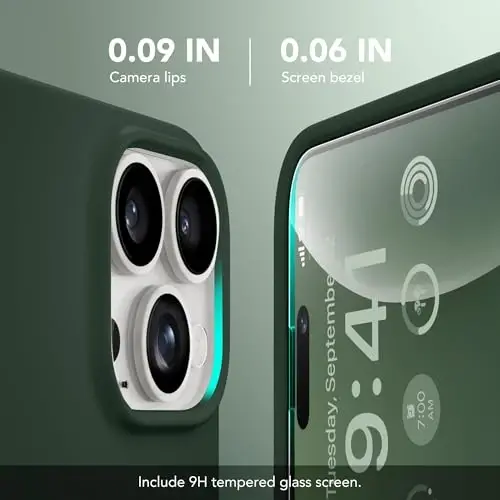 GONEZ Magnetic for iPhone 14 Pro Max Case, Silicone Cover Dark Green | Compatible with MagSafe, Screen Protector, Microfiber Lining, 3 Layers Soft Gel Rubber Shockproof Slim 6.7