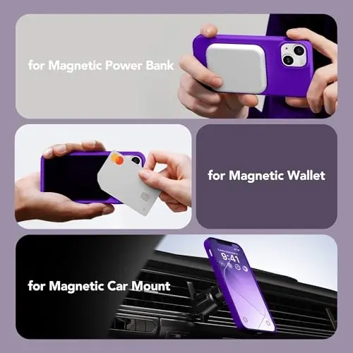GONEZ Magnetic for iPhone 15 Case [Magsafe bilan mos] [1 Ekran himoyachisi + 1 Kamera himoyachisi], Chizilishga qarshi Microfiber Lining zarbga chidamli himoya Silikon telefon qopqog'i 6.1