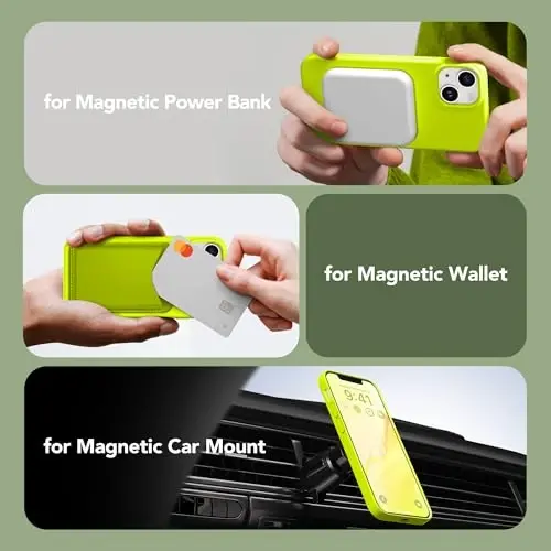GONEZ Magnetic for iPhone 15 Case [Magsafe bilan mos] [1 Ekran himoyachisi + 1 Kamera himoyachisi], Chizilishga qarshi mikrofiber astar Zarba o'tkazmaydigan himoya silikon telefon qopqog'i 6.1