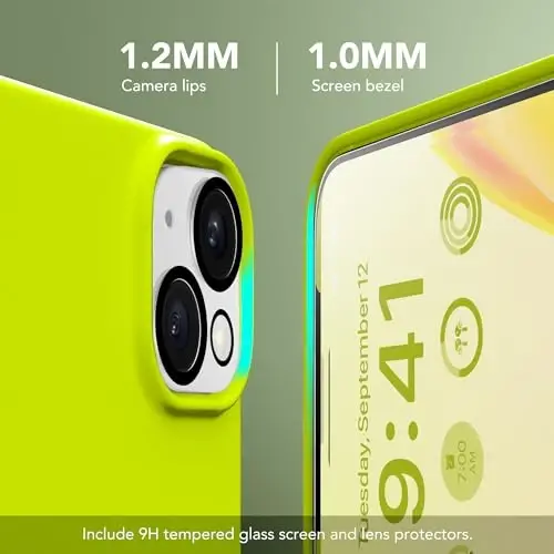 GONEZ Magnetic for iPhone 15 Case [Magsafe bilan mos] [1 Ekran himoyachisi + 1 Kamera himoyachisi], Chizilishga qarshi mikrofiber astar Zarba o'tkazmaydigan himoya silikon telefon qopqog'i 6.1