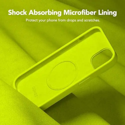 GONEZ Magnetic for iPhone 15 Case [Magsafe bilan mos] [1 Ekran himoyachisi + 1 Kamera himoyachisi], Chizilishga qarshi mikrofiber astar Zarba o'tkazmaydigan himoya silikon telefon qopqog'i 6.1