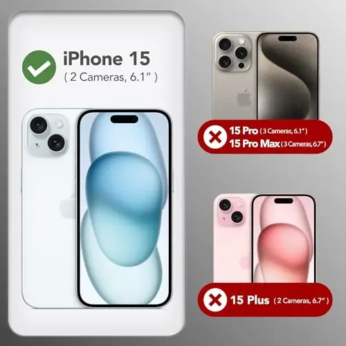 GONEZ Magnetic for iPhone 15 Case [Magsafe bilan mos] [1 Ekran himoyachisi + 1 Kamera himoyachisi], Chizilishga qarshi mikrofiber astar Zarba o'tkazmaydigan himoya silikon telefon qopqog'i 6.1