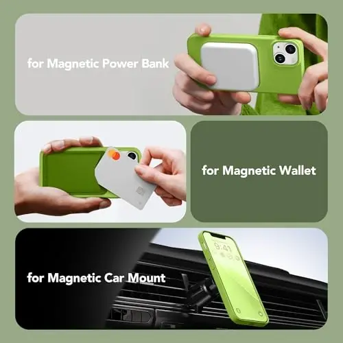 GONEZ Magnetic for iPhone 15 Case [Magsafe bilan mos] [1 Ekran himoyachisi + 1 Kamera himoyachisi], Chizilishga qarshi mikrofiber qoplama zarbga chidamli himoya silikon telefon qopqog'i 6.1