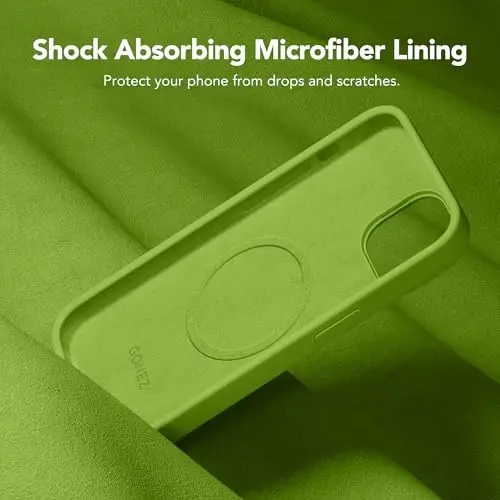 GONEZ Magnetic for iPhone 15 Case [Magsafe bilan mos] [1 Ekran himoyachisi + 1 Kamera himoyachisi], Chizilishga qarshi mikrofiber qoplama zarbga chidamli himoya silikon telefon qopqog'i 6.1
