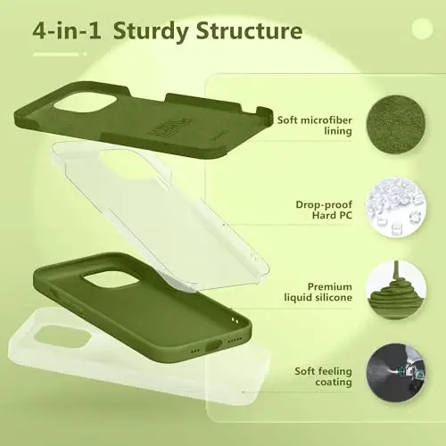 GONEZ Magnetic for iPhone 15 Case [Magsafe bilan mos] [1 Ekran himoyachisi + 1 Kamera himoyachisi], Chizilishga qarshi mikrofiber qoplamali zarbaga chidamli silikon telefon qopqog'i 6.1