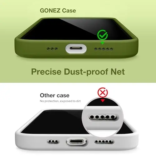 GONEZ Magnetic for iPhone 15 Case [Magsafe bilan mos] [1 Ekran himoyachisi + 1 Kamera himoyachisi], Chizilishga qarshi mikrofiber qoplamali zarbaga chidamli silikon telefon qopqog'i 6.1