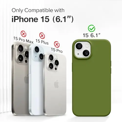 GONEZ Magnetic for iPhone 15 Case [Magsafe bilan mos] [1 Ekran himoyachisi + 1 Kamera himoyachisi], Chizilishga qarshi mikrofiber qoplamali zarbaga chidamli silikon telefon qopqog'i 6.1
