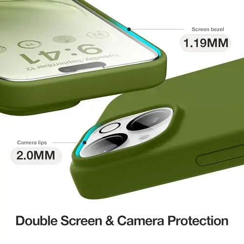 GONEZ Magnetic for iPhone 15 Case [Magsafe bilan mos] [1 Ekran himoyachisi + 1 Kamera himoyachisi], Chizilishga qarshi mikrofiber qoplamali zarbaga chidamli silikon telefon qopqog'i 6.1