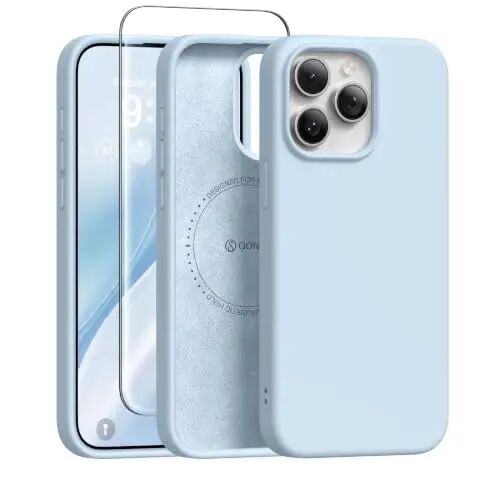 GONEZ Magnetic for iPhone 15 Pro Case, [Compatible with MagSafe] Anti-Scratch Microfiber Lining & Screen Protector, Shockproof Slim Phone Silicone Cover 6.1 inch, Blue - GONEZ