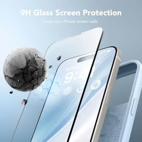 GONEZ Magnetic for iPhone 15 Pro Case, [Compatible with MagSafe] Anti-Scratch Microfiber Lining & Screen Protector, Shockproof Slim Phone Silicone Cover 6.1 inch, Blue - 4
