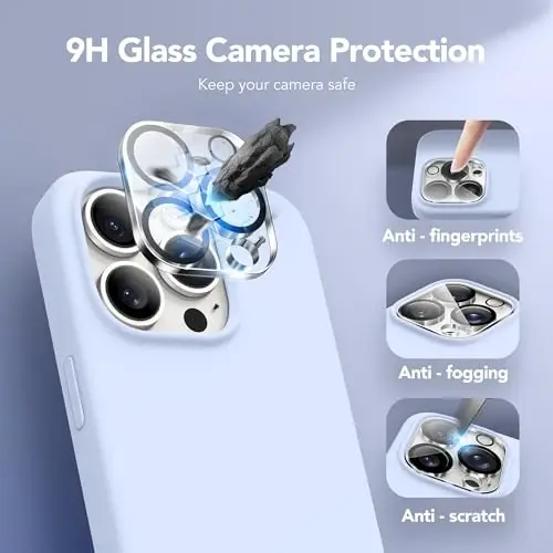 GONEZ Magnetic for iPhone 15 Pro Case, Compatible with MagSafe, [Screen Protector + Camera Lens Protector], Silicone Shockproof Anti-Scratch Protective Phone Case 6.1 inch, Baby Blue - 6