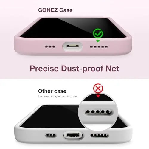 GONEZ Magnetic for iPhone 13 Case & iPhone 14 Case, [Compatible with MagSafe] Anti-Scratch Microfiber Lining & Screen Protector, Shockproof Slim Phone Silicone Cover 6.1 inch, Pastel Pink - 5