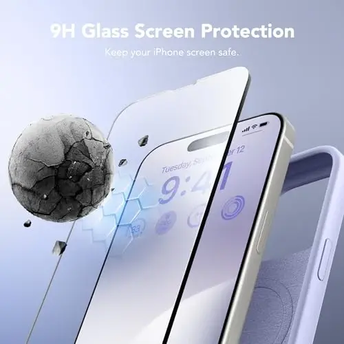 GONEZ Magnetic for iPhone 15 Pro Case, Compatible with MagSafe, [Screen Protector + Camera Lens Protector], Silicone Shockproof Anti-Scratch Protective Phone Case 6.1 inch, Lilac - 5