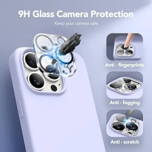 GONEZ Magnetic for iPhone 15 Pro Case, Compatible with MagSafe, [Screen Protector + Camera Lens Protector], Silicone Shockproof Anti-Scratch Protective Phone Case 6.1 inch, Lilac - 6