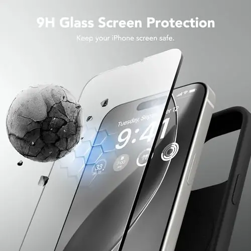 GONEZ Magnetic for iPhone 15 Pro Case, [Compatible with MagSafe] Anti-Scratch Microfiber Lining & Screen Protector, Shockproof Slim Phone Silicone Cover 6.1 inch, Black - 6