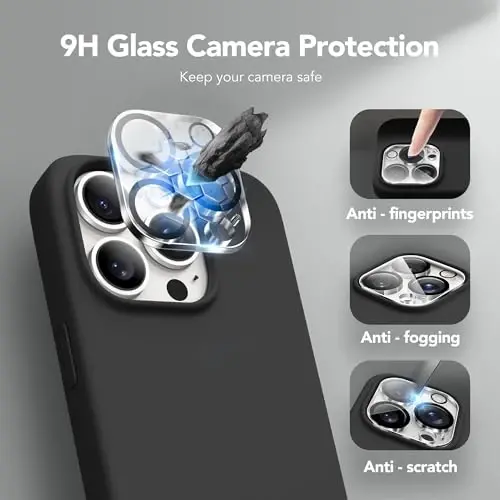 GONEZ Magnetic for iPhone 15 Pro Case, Compatible with MagSafe, [Screen Protector + Camera Lens Protector], Silicone Shockproof Anti-Scratch Protective Phone Case 6.1 inch, Black - 6