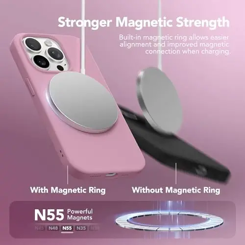GONEZ Magnetic for iPhone 15 Pro Case, [Compatible with MagSafe] Anti-Scratch Microfiber Lining & Screen Protector, Shockproof Slim Phone Silicone Cover 6.1 inch, Blackcurrant - 4