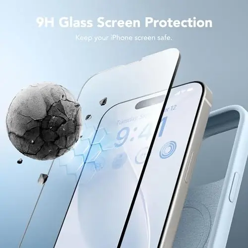 GONEZ Magnetic for iPhone 15 Pro Case, [Compatible with MagSafe] Anti-Scratch Microfiber Lining & Screen Protector, Shockproof Slim Phone Silicone Cover 6.1 inch, Blue - 6