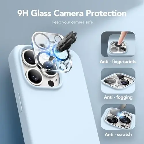 GONEZ Magnetic for iPhone 15 Pro Case, Compatible with MagSafe, [Screen Protector + Camera Lens Protector], Silicone Shockproof Anti-Scratch Protective Phone Case 6.1 inch, Blue - 6