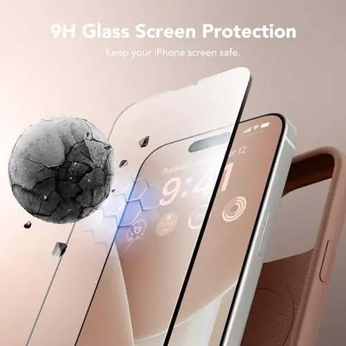 GONEZ Magnetic for iPhone 15 Pro Case, Compatible with MagSafe, [Screen Protector + Camera Lens Protector], Silicone Shockproof Anti-Scratch Protective Phone Case 6.1 inch, Brown - 5