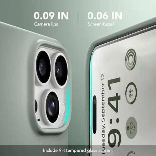 GONEZ Magnetic for iPhone 15 Pro Case, [Compatible with MagSafe] Anti-Scratch Microfiber Lining & Screen Protector, Shockproof Slim Phone Silicone Cover 6.1 inch, Calke Green - 2