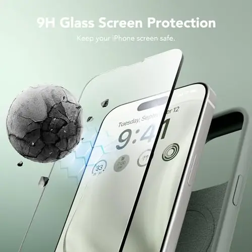 GONEZ Magnetic for iPhone 15 Pro Case, Compatible with MagSafe, [Screen Protector + Camera Lens Protector], Silicone Shockproof Anti-Scratch Protective Phone Case 6.1 inch, Calke Green - 5