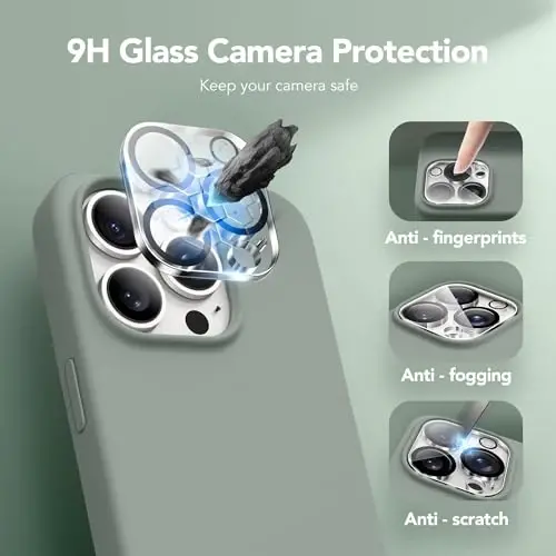 GONEZ Magnetic for iPhone 15 Pro Case, Compatible with MagSafe, [Screen Protector + Camera Lens Protector], Silicone Shockproof Anti-Scratch Protective Phone Case 6.1 inch, Calke Green - 6