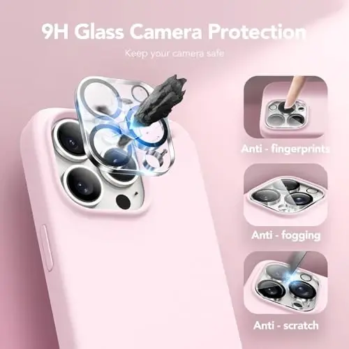 GONEZ Magnetic for iPhone 15 Pro Case, Compatible with MagSafe, [Screen Protector + Camera Lens Protector], Silicone Shockproof Anti-Scratch Protective Phone Case 6.1 inch, Chalk Pink - 6