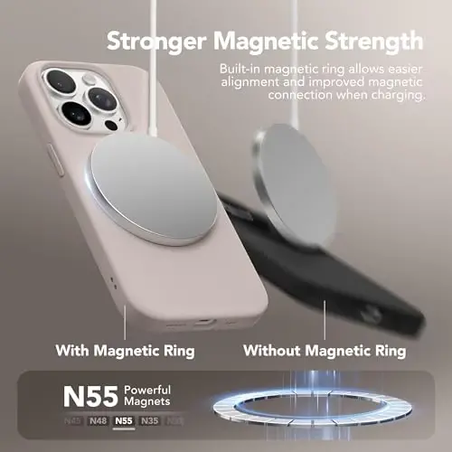 GONEZ Magnetic for iPhone 15 Pro Case, [Compatible with MagSafe] Anti-Scratch Microfiber Lining & Screen Protector, Shockproof Slim Phone Silicone Cover 6.1 inch, Dark Grey - 4