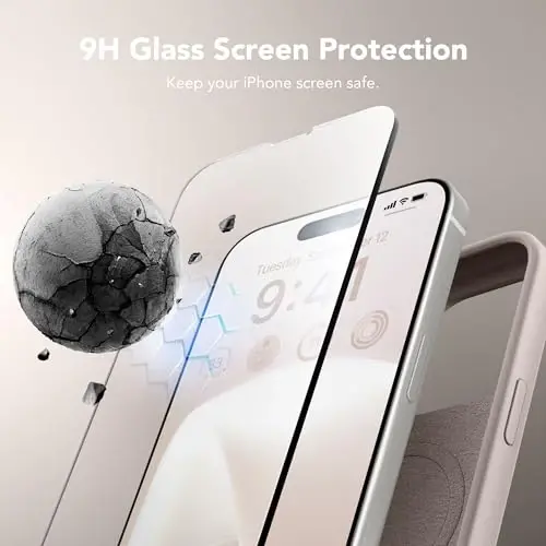 GONEZ Magnetic for iPhone 15 Pro Case, Compatible with MagSafe, [Screen Protector + Camera Lens Protector], Silicone Shockproof Anti-Scratch Protective Phone Case 6.1 inch, Dark Grey - 5