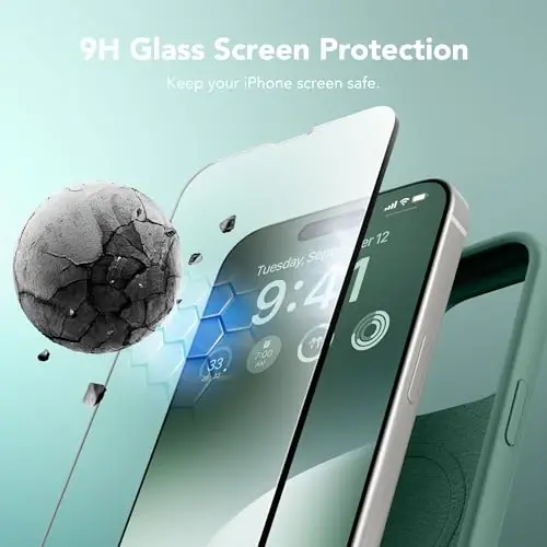 GONEZ Magnetic for iPhone 15 Pro Case, Compatible with MagSafe, [Screen Protector + Camera Lens Protector], Silicone Shockproof Anti-Scratch Protective Phone Case 6.1 inch, Midnight Green - 5