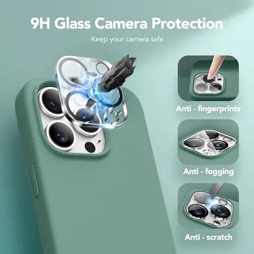 GONEZ Magnetic for iPhone 15 Pro Case, Compatible with MagSafe, [Screen Protector + Camera Lens Protector], Silicone Shockproof Anti-Scratch Protective Phone Case 6.1 inch, Midnight Green - 6