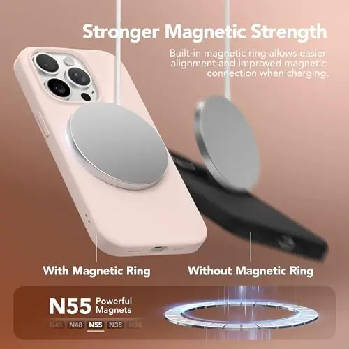 GONEZ Magnetic for iPhone 15 Pro Case, Compatible with MagSafe, [Screen Protector + Camera Lens Protector], Silicone Shockproof Anti-Scratch Protective Phone Case 6.1 inch, Pink - 3