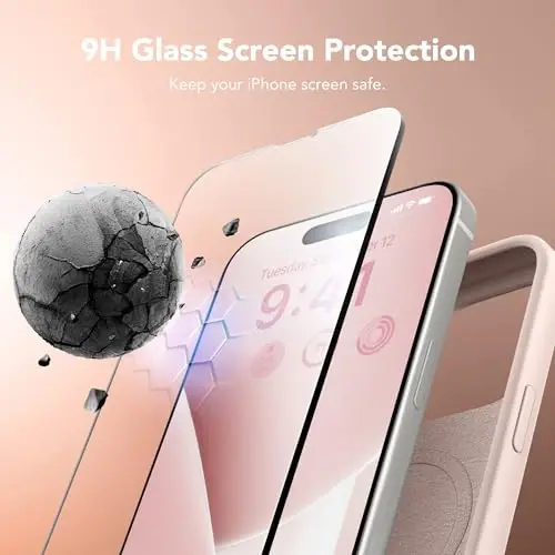 GONEZ Magnetic for iPhone 15 Pro Case, Compatible with MagSafe, [Screen Protector + Camera Lens Protector], Silicone Shockproof Anti-Scratch Protective Phone Case 6.1 inch, Pink - 5