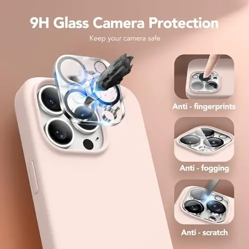 GONEZ Magnetic for iPhone 15 Pro Case, Compatible with MagSafe, [Screen Protector + Camera Lens Protector], Silicone Shockproof Anti-Scratch Protective Phone Case 6.1 inch, Pink - 6