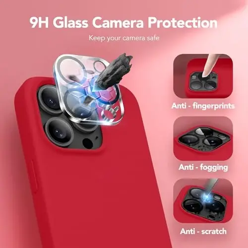 GONEZ Magnetic for iPhone 15 Pro Case, Compatible with MagSafe, [Screen Protector + Camera Lens Protector], Silicone Shockproof Anti-Scratch Protective Phone Case 6.1 inch, Red - 6