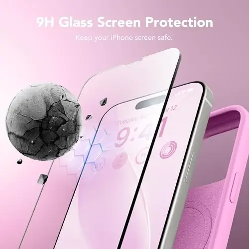 GONEZ Magnetic for iPhone 15 Pro Case, Compatible with MagSafe, [Screen Protector + Camera Lens Protector], Silicone Shockproof Anti-Scratch Protective Phone Case 6.1 inch, Rose Pink - 5