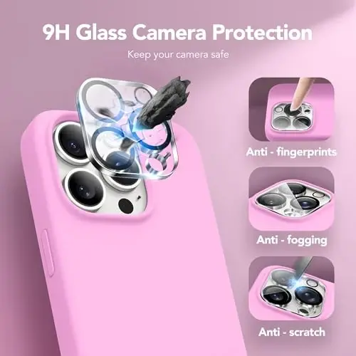 GONEZ Magnetic for iPhone 15 Pro Case, Compatible with MagSafe, [Screen Protector + Camera Lens Protector], Silicone Shockproof Anti-Scratch Protective Phone Case 6.1 inch, Rose Pink - 6