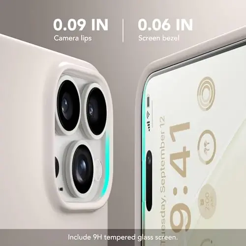 GONEZ Magnetic for iPhone 15 Pro Case, [Compatible with MagSafe] Anti-Scratch Microfiber Lining & Screen Protector, Shockproof Slim Phone Silicone Cover 6.1 inch, Stone - 3