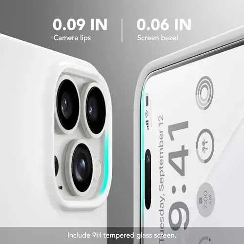 GONEZ Magnetic for iPhone 15 Pro Case, [Compatible with MagSafe] Anti-Scratch Microfiber Lining & Screen Protector, Shockproof Slim Phone Silicone Cover 6.1 inch, White - 3