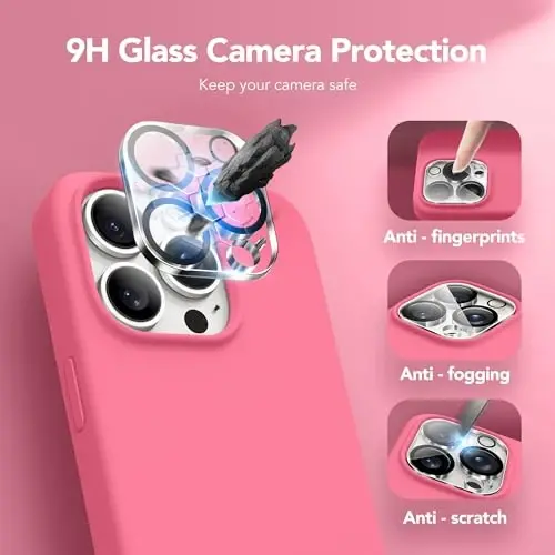 GONEZ Magnetic for iPhone 15 Pro Case, Compatible with MagSafe, [Screen Protector + Camera Lens Protector], Silicone Shockproof Anti-Scratch Protective Phone Case 6.1 inch, Wild Rose - 6