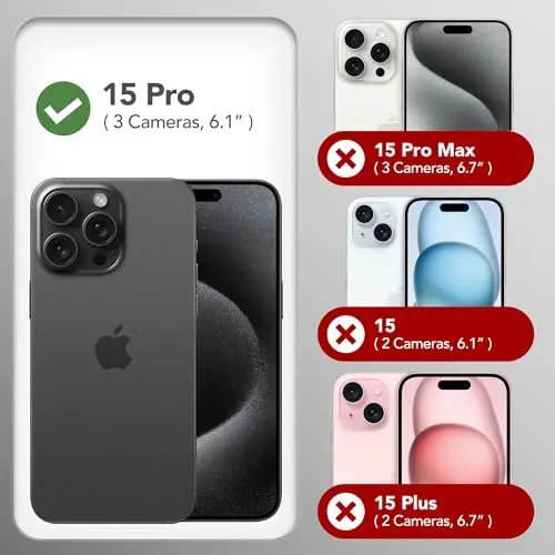 GONEZ Magnetic for iPhone 15 Pro Case, Compatible with MagSafe, [Screen Protector + Camera Lens Protector], Silicone Shockproof Anti-Scratch Protective Phone Case 6.1 inch, Baby Blue - 2