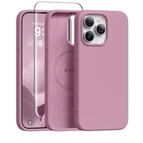 GONEZ Magnetic for iPhone 15 Pro Case, Silicone Cover Blackcurrant | Compatible with MagSafe, Camera Button & Screen Protector, Microfiber Lining, 3 Layers Soft Gel Rubber Shockproof Slim 6.1