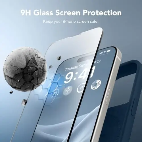 GONEZ Magnetic for iPhone 15 Pro Case, Silicone Cover Dark Blue | Compatible with MagSafe, Camera Button & Screen Protector, Microfiber Lining, 3 Layers Soft Gel Rubber Shockproof Slim 6.1