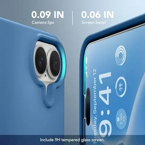 GONEZ Magnetic for iPhone 16 Case, [Compatible with MagSafe] Anti-Scratch Microfiber Lining & Screen Protector, Silicone Camera Control, Shockproof Slim Phone Cover 6.1 inch, Lake Blue - 5